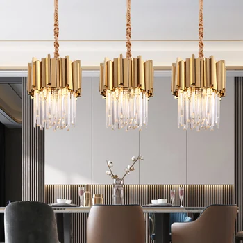 Nowoczesna złoty żyrandol do salonu kryształowe żyrandole sufitowe jadalnia kuchnia Restauracja oświetlenie led lampa żyrandol