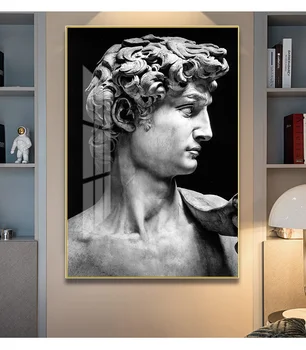 Nowoczesny czarno - biały David rzeźby ścienne płótno Malarstwo sztuka plakaty i reprodukcje obrazy do salonu wystrój domu