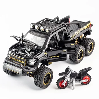 Nowy 1:32 Ford F150 Raptor Big Wheel Alloy Diecast Car Model With With Sound Light Pull Back Car Toys For Children Xmas Gifts