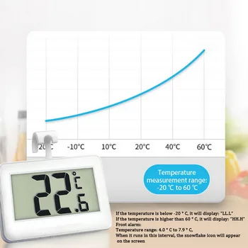 Nowy 1szt wodoodporny duży ekran cyfrowy lodówka termometr lodówka zamrażarka precyzyjny termometr elektroniczny alarm
