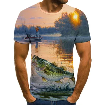 Nowy 2020 wędkarstwo koszulka styl casual Cyfrowy ryby 3D drukowanie t-shirt Mężczyźni Kobiety koszulka na lato z krótkim rękawem O-neck topy i koszulki s-6xl