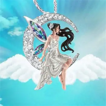 Nowy Anioł Bajki Luna Sharm Kryształ Oświadczenie Naszyjnik Zaręczynowy Ślubne Moda Biżuteria Prezent Dla Kobiety