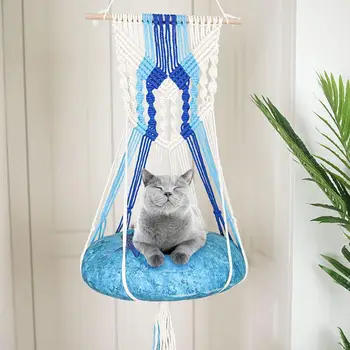 Nowy Ręcznie Bawełniane Tkaniny Pet Cat Hamak Łóżko Swing Artystycznej Ścienny Макраме Do Dekoracji Domu Sypialnie Bez Maty