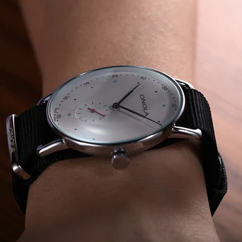 ONOLA ze stali nierdzewnej zegarek kwarcowy proste zegarki męskie moda sukienka dorywczo zegarek nylon wodoodporny ultra-cienki Relogio Masculino