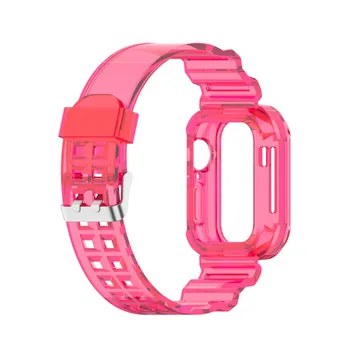 Obudowa godzin+pasek do zegarka Apple Watch 6 5 4 3 2 1 Mc SE 38/40 mm 42/44 mm inteligentny zegarek moda 6 kolorów przezroczysty, silikonowy pasek
