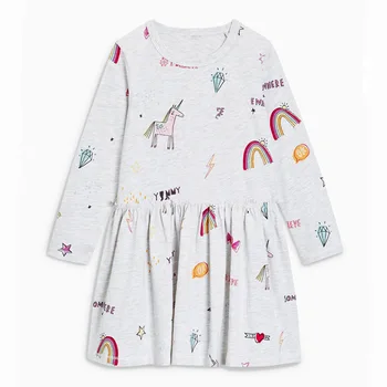 Odzież Dziecięca Sukienki Dla Dziewczynek Koń Zwierzęta Print 2020 Bawełna Jesień Wiosna Z Długim Rękawem Casual Baby Girl Party Casual Girl Dresses