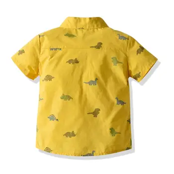 Odzież dla chłopców z nieba-niebieskich szelkach Plac letnia drukowane koszula spodenki 2 szt./kpl. Dzieci w świąteczny strój Little Groomsmen