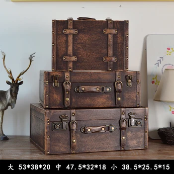 Organizer do przechowywania kosmetyczny organizer walizka retro pudełko do przechowywania, drewniane pudełko vintage drogowa zawieszenie skórzany pokrowiec stare ozdoby