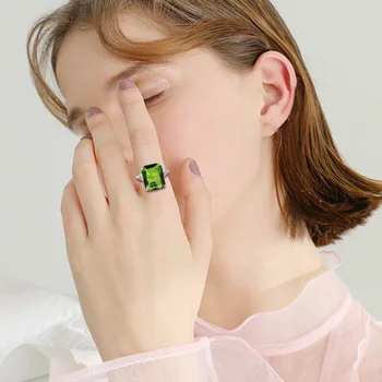 Oryginalny peridot pierścionek pasjans 925 srebrny pierścień dla kobiet obrączka srebro 925 kamienie biżuteria 2020 gorąca sprzedaż
