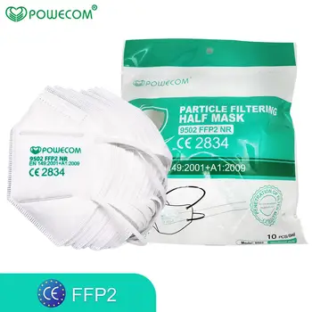 POWECOM CE certyfikowany maska FFP2 do twarzy dorośli maski ochronne FFP2 wielokrotnego użytku 6-warstwowa filtr powietrza PM2.5 higieniczna Maska pokrywa