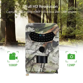 PR100 Hunting 12MP Camera Digital Wildlife Trail Camera Infra-red Night Vision Surveillance Camera for Hunting Scouting Game