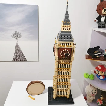 PZX 9920 World Architecture Elizabeth Tower, Big Ben 3D Model DIY Mini Diamond Blocks Bricks Building Toy for Children no Box