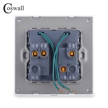 Panel ze stali nierdzewnej Coswall 2 Gang 1 Way Light Switch On / Off Wall Switch With LED Indicator 16A Black Gold Color