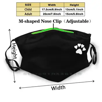 Paw Print Heart wielokrotnego użytku Pm2.5 Filtr DIY Mouth Mask Kids Pet Animal Lover Dog Cats s