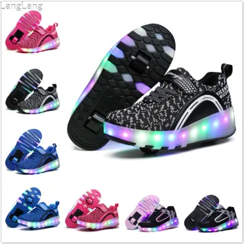 Plac sportowy casual buty lampa led światło migające buty dla dzieci rolki świecące świecące młodsi chłopcy dziewczęta buty do biegania