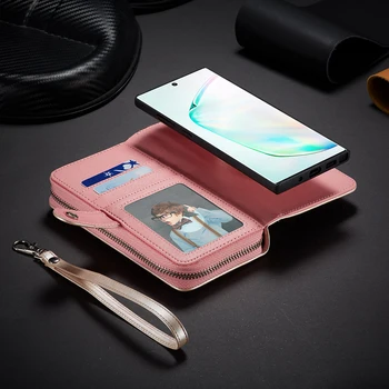 Pleciony Portfel portmonetka etui do Samsung S20 Ultra Note 10+ 9 8 S10 S9 S8 Plus S10E S7 Edge odpinany na zamek klapki skórzane etui do telefonu
