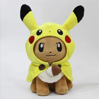 Pokemon Pikachu Eevee cosplay pluszowe lalki zabawka 300 mm Poke Monster anime gra Pikachu Eevee miękkie zabawki lalka prezent dla dzieci