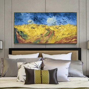 Pole Pszenicy Z Krukami Płótno Artystyczne Obrazy Reprodukcje Van Gogha Słynne Artystyczne Grawerowanie Na Ścianie Куадрос Wzory Dekoracji Domu