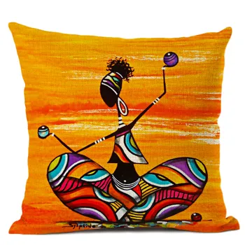 Pomarańczowy Streszczenie Malarstwo Africa Life Collection African Woman Home Decor Poszewka Galeria Egzotyczna Restauracja Poszewka