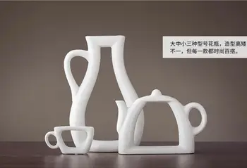 Prosta nowoczesna waza ceramiczna ozdoba kreatywny salon gabinet ozdoba blaty porcelanowa waza kształt czajnika Wazon