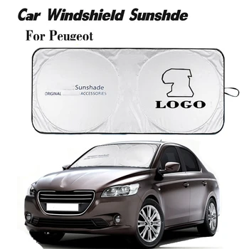 Przednia szyba samochodu osłona przeciwsłoneczna z logo samochodu auto przednie okno osłona przeciwsłoneczna ochraniacz chłodzenia parasol Coche logo dla Peugeot 2020