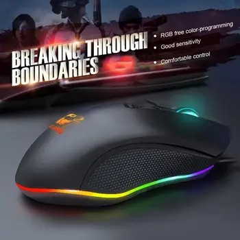Przewodowa mysz dla graczy RGB USB kolorowa mysz 3200DPI 6 klawiszy myszki komputerowej dla systemu Windows, Mac