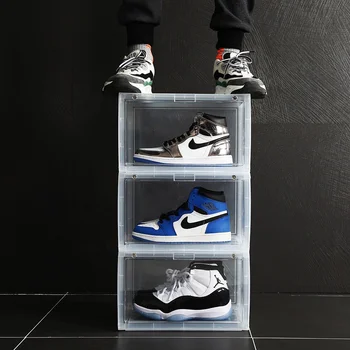 Przezroczyste pudełko po butach do przechowywania obuwia pola pogrubione przeciwpyłowa buty organizator skrzynia może być stosowane połączone szafka na buty