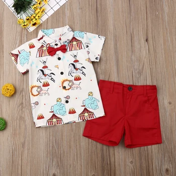 Pudcoco lato dziecko Baby Boy ubrania kreskówka zwierząt druku koszula z krótkim rękawem bluzki krótkie spodnie 2szt stroje odzież