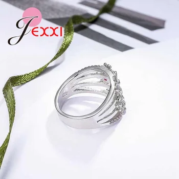 Punk styl szeroki palec kwiaty pierścień 925 srebro biżuteria z czerwonym CZ Kryształ dla kobiet Gilrs prezent na boże Narodzenie