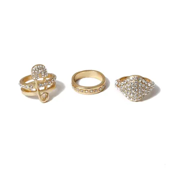 Purui kryształowe pierścienie dla kobiet rhinestone zaręczynowy pierścionek zaręczynowy 3 szt./kpl. złoty kolor Boho luksus biżuteria