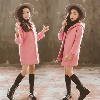Płaszcz dla dziewczyn 2020 fotelik długi, gruby płaszcz z kapturem w stylu koreańskim ciepłe, zimowe ubrania dla dziewczynek, odzież Dziecięca