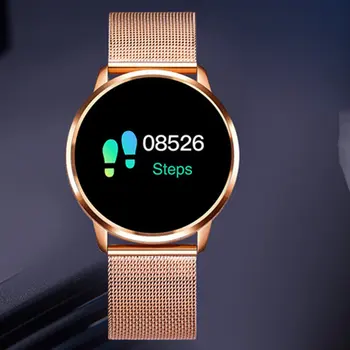 Q8 Okrągły, Kolorowy Ekran Zegarek Stalowy Pas Zdrowie Monitorowanie Rytmu Serca Wyzwanie Sms Przypomnienie Inteligentny Bransoletka