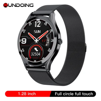 RUNDOING MK10 Women Smart watch men full round touch scree with Zinc alloy Female body function Blood pressure smartwatch men