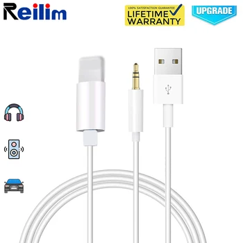 Reilim AUX Audio Cable To 3.5 mm Speaker Cable For iphone 7 8 X XS MAX XR Car Headphone Headset Converter 2 in 1 Audio Wire