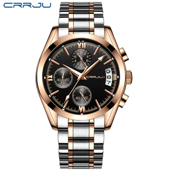Relogio Masculino CRRJU zegarki męskie różowe złoto i czarny męskie zegarki najlepsze marki luksusowych zegarki sportowe 2019 Reloj Hombre wodoodporny