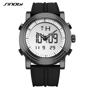 Relogio Masculino SINOBI Men Digital Watch Man Chronograph zegarek Kwarcowy wodoodporne zegarki sportowe do biegania+zestaw skórzanych pasków