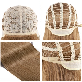 S-noilite kręcone włosy peruki dla kobiet ombre czarny brązowy Бесклеевые włosy peruka z grzywką syntetyczne odporne na wysokie temperatury, wig do codziennego użytku