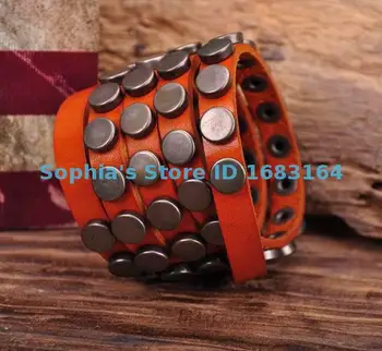 S317 Orange Rock, R&B Okrągłe Kołki Multi 5-Wrap Bransoletka Bransoletka Bransoletka Mężczyzna