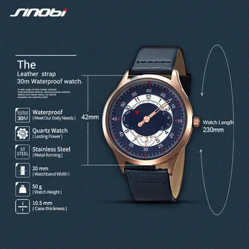 SINOBI wysokiej jakości luksusowe męskie kreatywne zegarek wojskowy skóra Kwarcowy zegarek męskie zegarki sportowe prezenty zegarki reloj