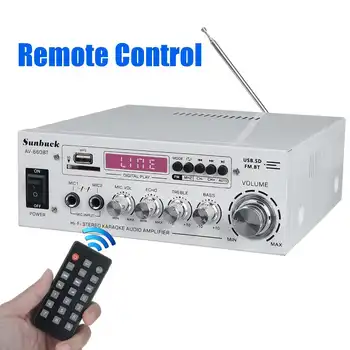 SUNBUCK Amplificador HIFI 2 CH audio wzmacniacz mocy 12/220 w kino domowe, wzmacniacz audio obsługa FM USB SD/pilot zdalnego sterowania