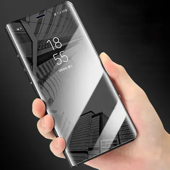 Samsung Galaxy Note 8 S7 S6 edge S8 S9 Plus A5 A7 A8 2018 J3 J5 J7 2017 Luxury Flip Stand Clear View Smart Mirror Phone Case