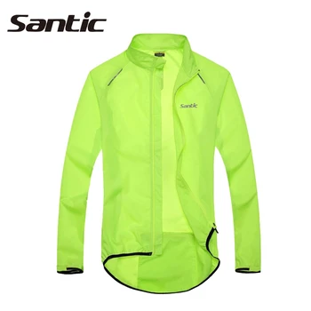 Santic męska kurtka rowerowa Jersey rower wiatroszczelna oddychająca +UPF30 wodoodporna skóra płaszcz zielony jazda na Rowerze folia przeciwdeszczowa