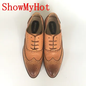ShowMyHot wiosna jesień Bullock przyjęcie i ślub mężczyźni sukienka buty mokasyny sznurowane obuwie męskie rzeźbione brytyjska retro buty