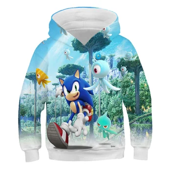 Sonic the Hedgehog Print bluzy Dziecięce bluzy z kapturem dorywczo szczyty chłopcy dziewczęta bluzy poliester plac сверхзвуковая odzież