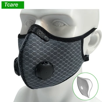 Sportowa maska do twarzy maska przeciwpyłowa z 5-слойным filtrem i 2 zaworami, męskie i damskie uniwersalne maski nadają się do aktywnego wypoczynku