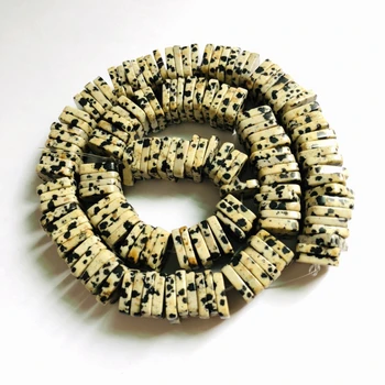 Sprzedaż hurtowa 1 string Далматит kamienne koraliki Jaspe r 12x2.6mm kwadratowy kamień Specer koraliki do biżuterii,15.5