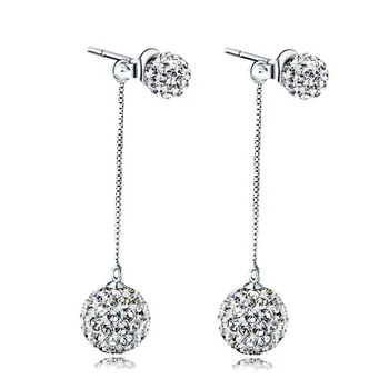 Sprzedaż hurtowa srebrzona moda, błyszczący Kryształ Szambala panie długie frędzle kolczyki pręta biżuteria spadek wysyłka kobiety prezent