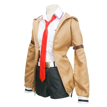 Steins Gate 0 Kurisu Makise Cosplay Kostium Anime Mundurek Szkolny Zestaw Pełny Płaszcz + Koszula + Szorty Drop Ship