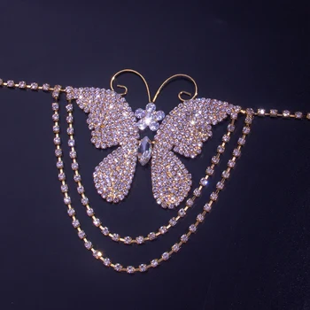 StoneFans Rhinestone Jiewelry Sexy Butterfly Waist Chain Belt Crystal Uprząż bikini Body Chains biżuteria dla kobiet brzuch prezenty