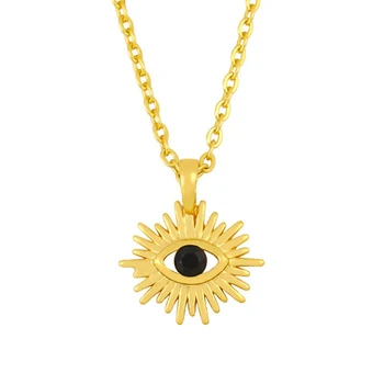 Szczęśliwy oczu pustych turecki złe oko naszyjnik wisiorek miedź złoto kolor długi łańcuch Naszyjnik dla kobiety dziewczyny moda biżuteria LE533